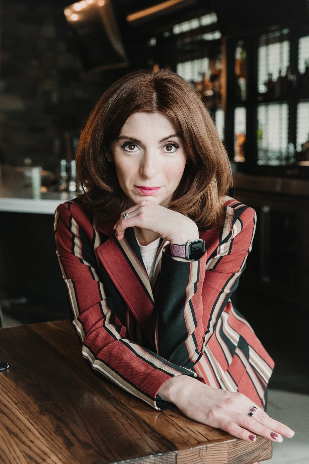 Svetlana Gershman in a striped suit